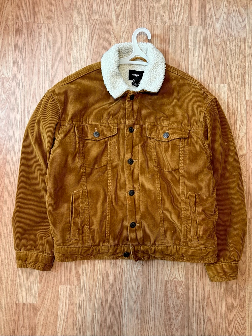 Forever 21 Corduroy Sherpa Collar Jacket in Camel